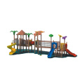 Plastic Kids Outdoor Slide, Bridge and Swing Play Set Outdoor, Safety Fun Wooden Slide